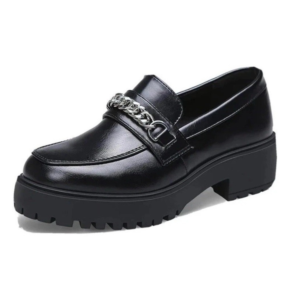 YETIER Platform Womens Loafer Leather Slip-ons Round Toe Chunky Loafer Shoes NEW